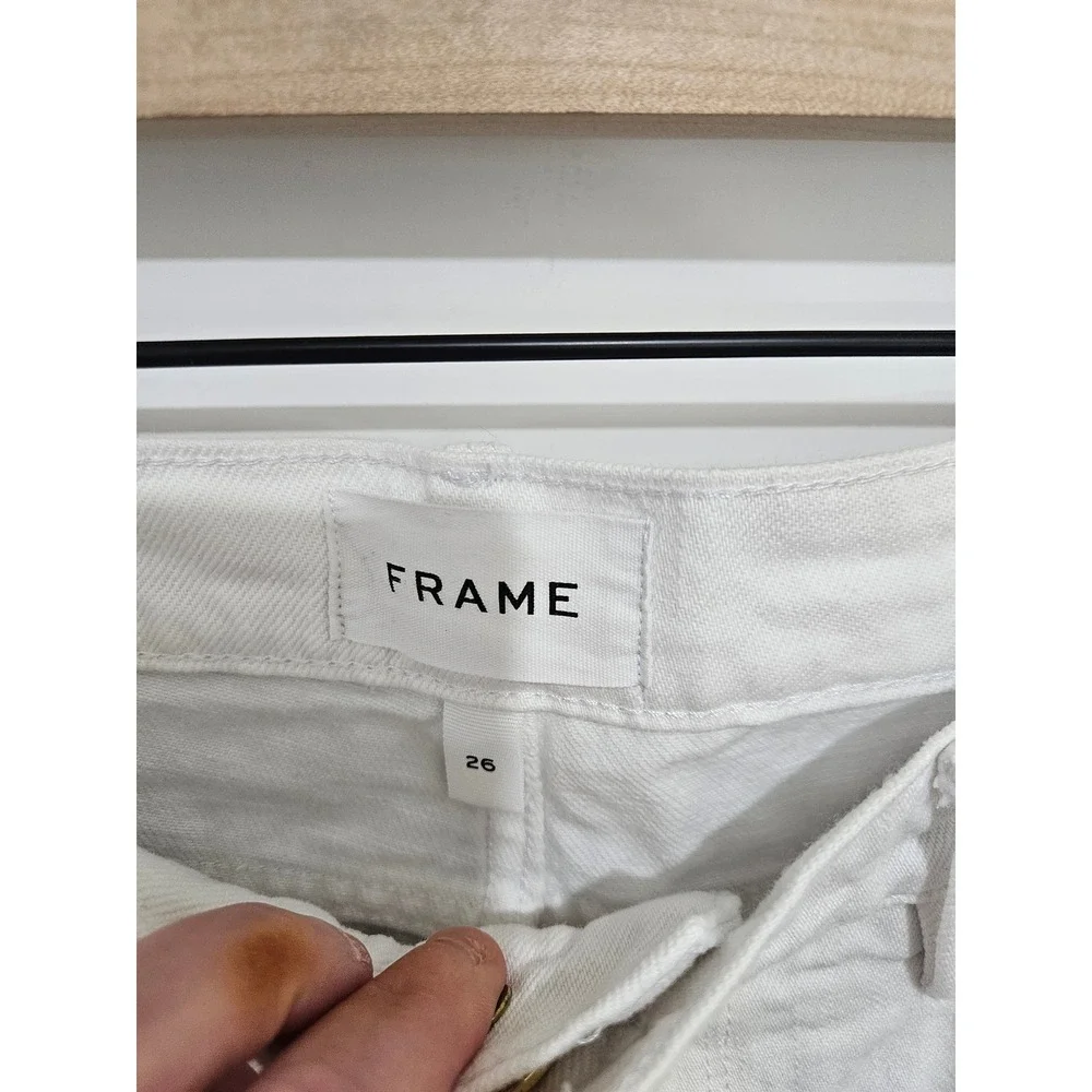 FRAME Le Garcon Rumpled Blanc Rips Distressed White‎ Boyfriend Jeans LGJ171